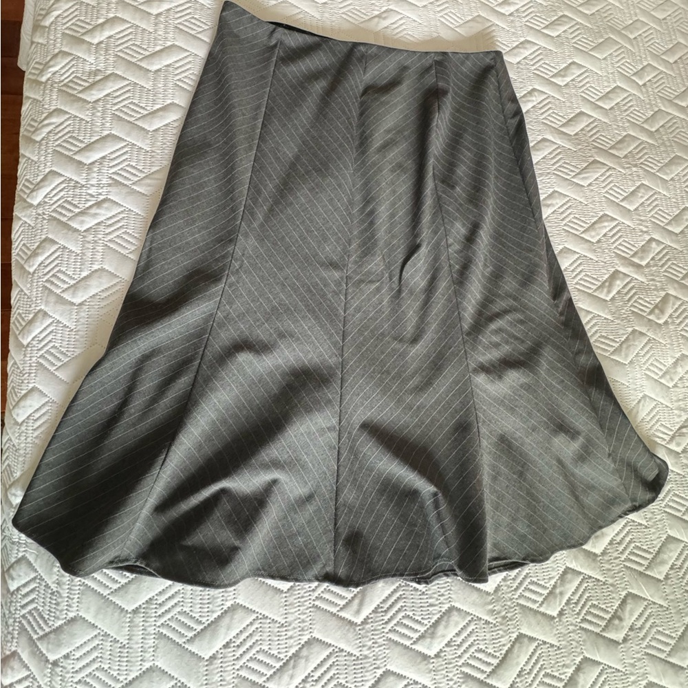 Lands' End Charcoal Striped Midi Skirt